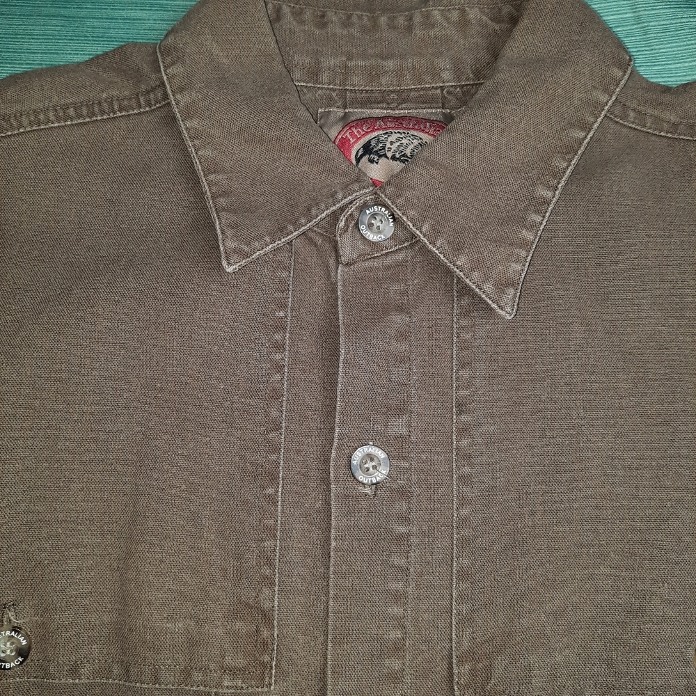 Australian Outback Collection VTG Hemp Blend Bush Shirt SZ L - Picture 5 of 9